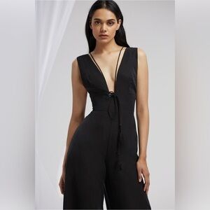 Finders Keepers Addison Black Wide Leg Jumpsuit- Small